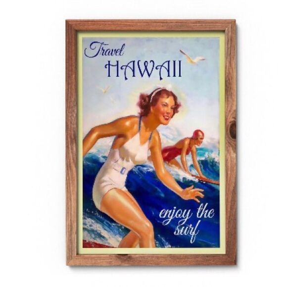 Vintage Hawaii Surfing Print - Picture 8 of 8